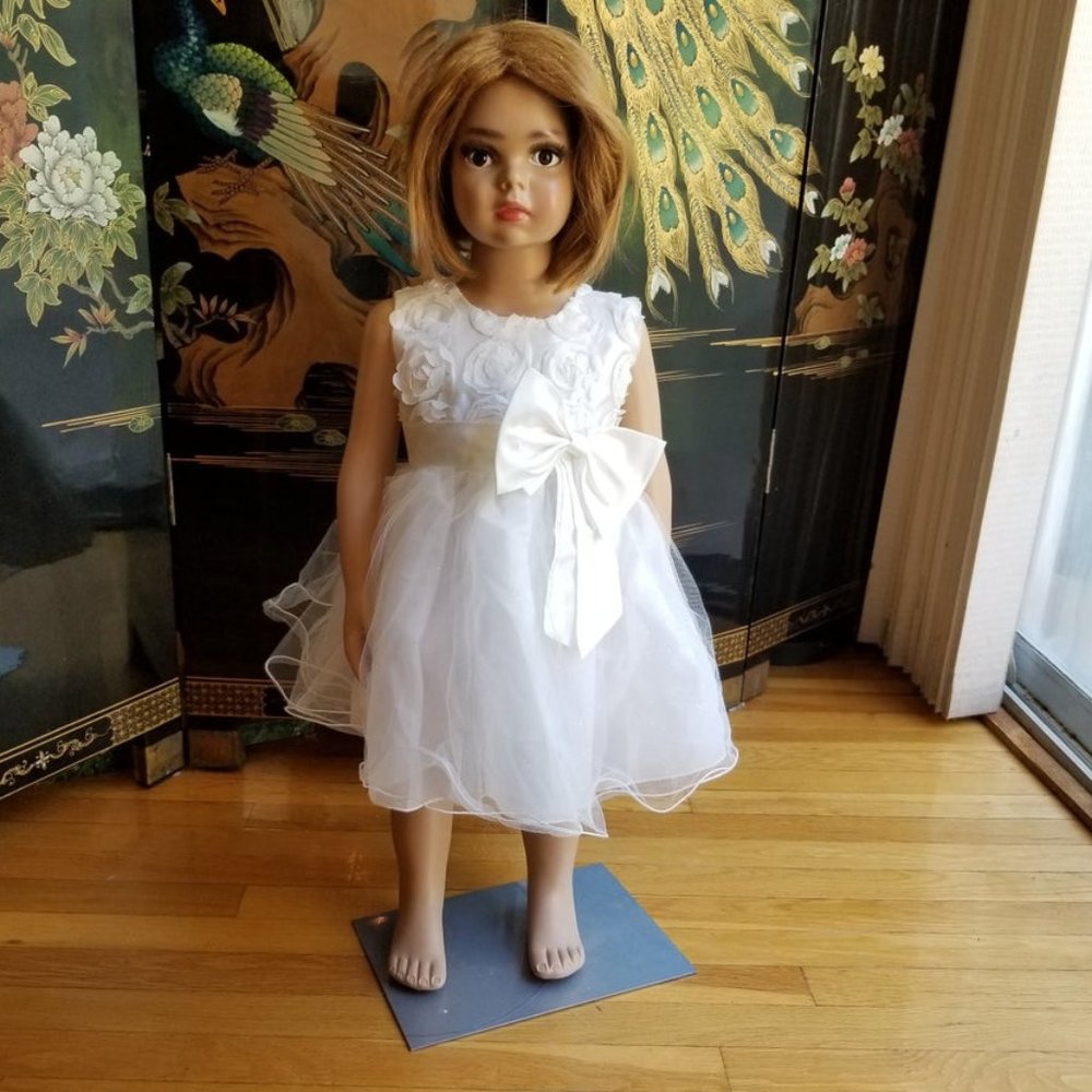 Ai Meng Baby Size 2T Solid White Formal Dress